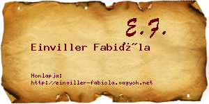 Einviller Fabióla névjegykártya